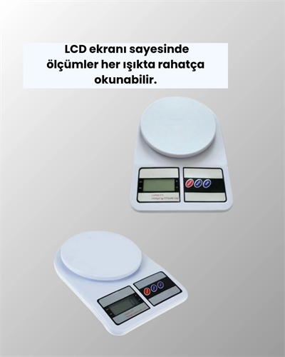 Beyaz Plastik Dijital Mutfak Tartısı – 24x16.8x1.5cm