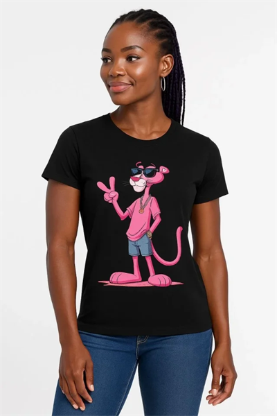 Bisiklet Yaka Kısa Kollu Baskılı T-shirt - Siyah