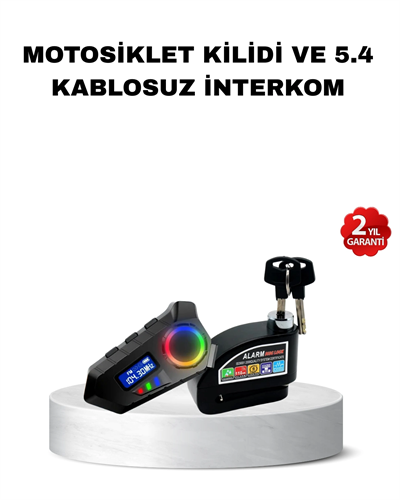 Bluetooth 5.4 İntercom ve Alarmlı Disk Kilidi Seti Güçlü Ses ve Güvenlik