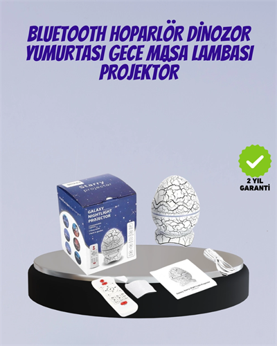 Bluetooth Bağlantılı Dinozor Yıldız Projektör Gece Lambası ve Uyku Yardımcısı