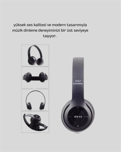 Bluetooth Kablosuz Kulaklık – Extra Bass, TF Kart, Mikrofonlu, Ayarlanabilir Ergonomik Tasarım