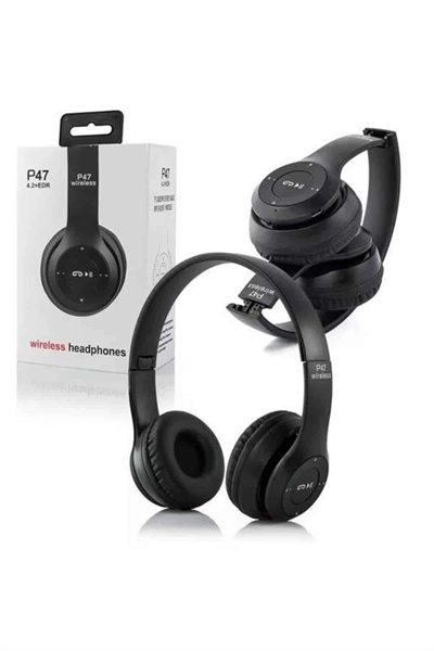 Bluetooth Kablosuz Kulaklık Siyah Wireless 5.0 Kulak Üstü Uzun Pil Ömrü