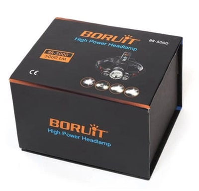 Boruit T6 Kafa Feneri 5000 Lumens 3Xcree Xm-T6+2R5 Lamba Led Kamp Lambası