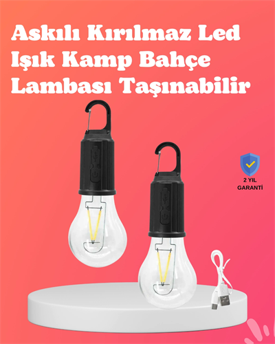 C Tipi Şarjlı Asılabilir Kamp Feneri