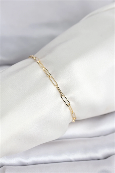 CM 14K Gold Renk Ataç Zincir Model Kadın Bileklik