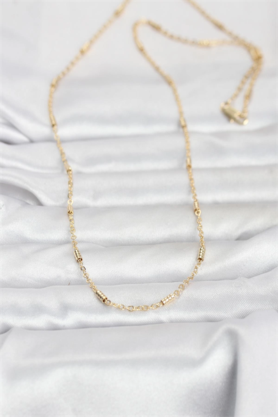 CM 14K Gold Renk Bar Zincir Model 60 cm Kadın Kolye