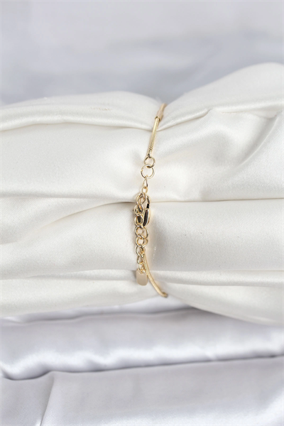 CM 14K Gold Renk Barlı Yılan Zincir Model Kadın Bileklik