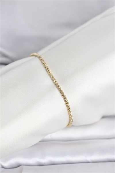 CM 14K Gold Renk Burgulu Zincir Model Kadın Bileklik
