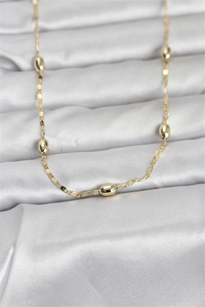 CM 14K Gold Renk Damla Topçuklu Zincir Model 60 cm Kadın Kolye