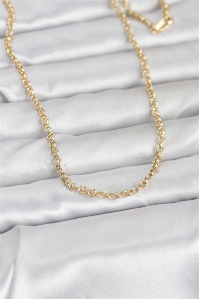CM 14K Gold Renk Halka Zincir Model 60 cm Kadın Kolye