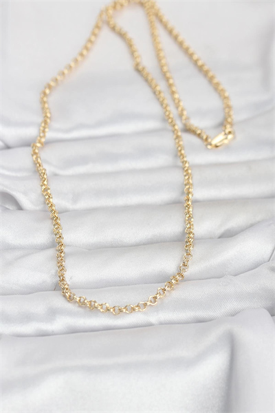 CM 14K Gold Renk Halka Zincir Model 60 cm Kadın Kolye
