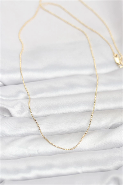 CM 14K Gold Renk İnce Top Zincirli 60 cm Kadın Kolye
