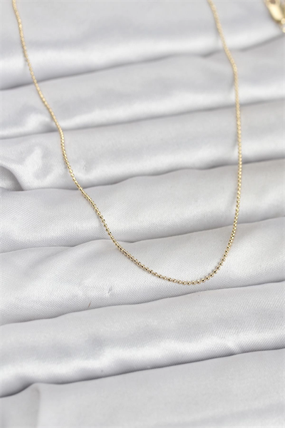 CM 14K Gold Renk İnce Top Zincirli 60 cm Kadın Kolye