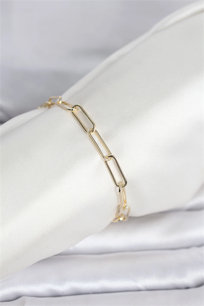 CM 14K Gold Renk Kalın Ataç Zincir Model Kadın Bileklik