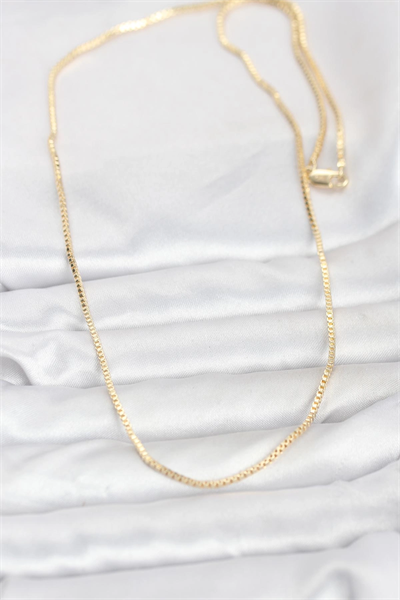 CM 14K Gold Renk Kare Zincirli Model 60 cm Kadın Kolye
