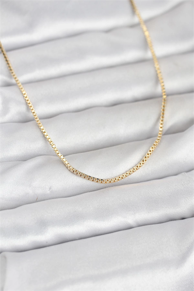 CM 14K Gold Renk Kare Zincirli Model 60 cm Kadın Kolye