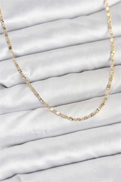 CM 14K Gold Renk Lazer İnce Zincirli Kadın Kolye