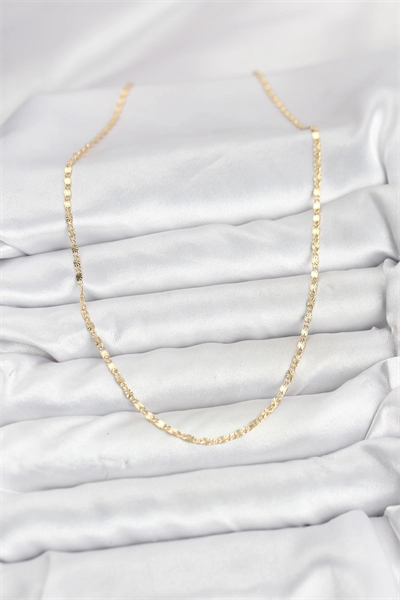 CM 14K Gold Renk Lazer İnce Zincirli Kadın Kolye