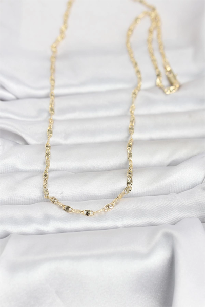 CM 14K Gold Renk Lazerli Gemici Zincir Model 60 cm Kadın Kolye