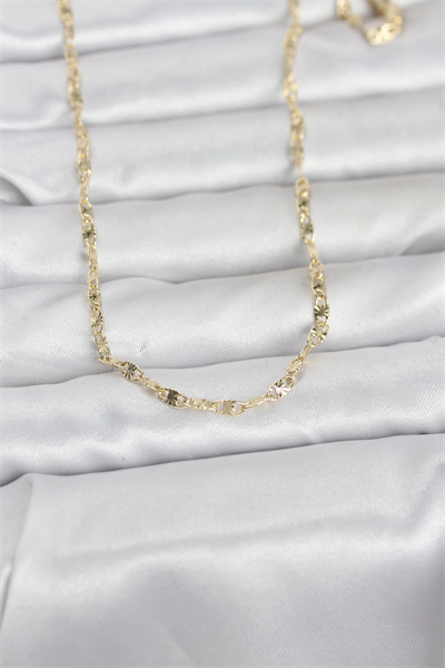 CM 14K Gold Renk Lazerli Gemici Zincir Model 60 cm Kadın Kolye