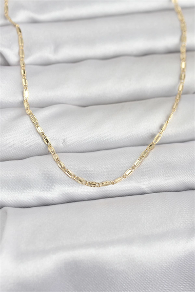 CM 14K Gold Renk Lazerli Zincir Model 60 cm Kadın Kolye