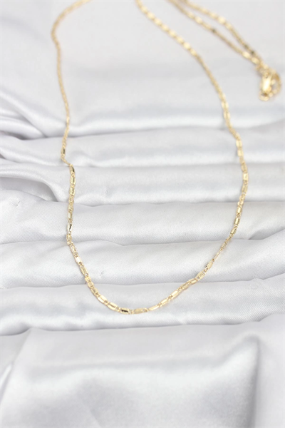 CM 14K Gold Renk Lazerli Zincir Model 60 cm Kadın Kolye