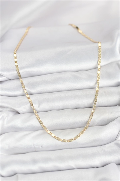 CM 14K Gold Renk Lazerli Zincir Model Kadın Kolye