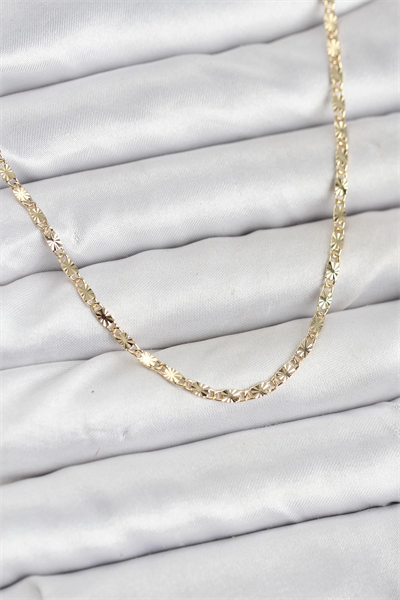 CM 14K Gold Renk Lazerli Zincir Model Kadın Kolye