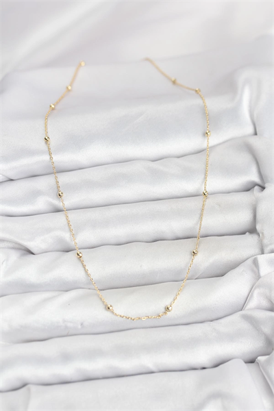 CM 14K Gold Renk Minik Top Zincirli Kadın Kolye