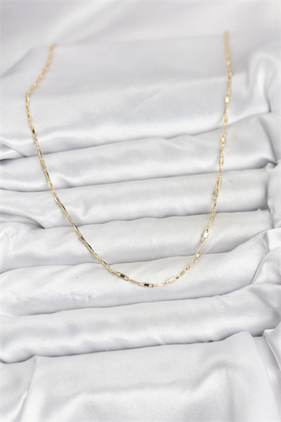 CM 14K Gold Renk Pirinç Ataç Zincir 60 cm Kadın Kolye