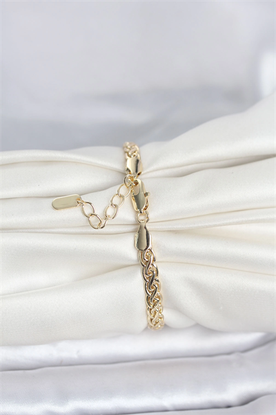 CM 14K Gold Renk Sarmal Zincir Model Kadın Bileklik