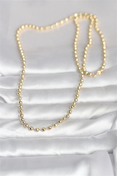 CM 14K Gold Renk Top Zincirli Model 60 cm Kadın Kolye