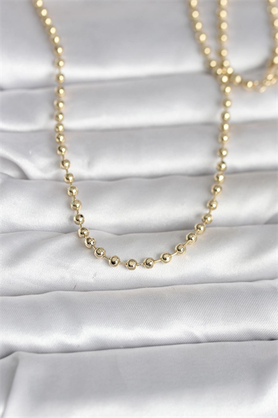 CM 14K Gold Renk Top Zincirli Model 60 cm Kadın Kolye
