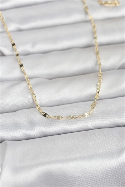 CM 14K Gold Renk Yassı Gemici Zincir Model 60 cm Kadın Kolye