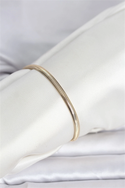 CM 14K Gold Renk Yassı Yılan Zincir Model Kadın Bileklik