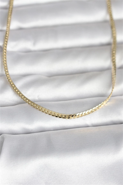 CM 14K Gold Renk Yassı Zincir Model 45 cm Kadın Kolye