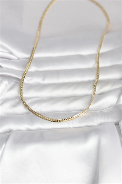 CM 14K Gold Renk Yassı Zincir Model 45 cm Kadın Kolye