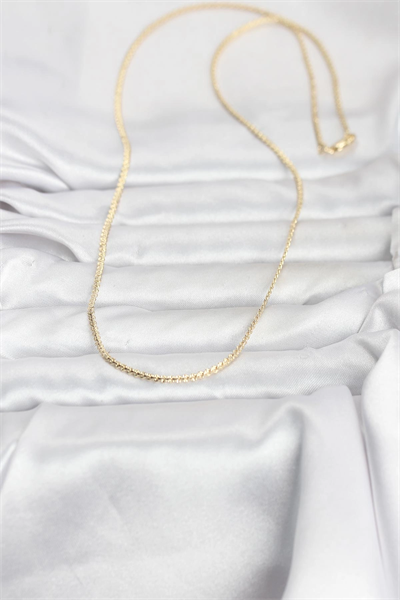 CM 14K Gold Renk Yassı Zincir Model 60 cm Kadın Kolye