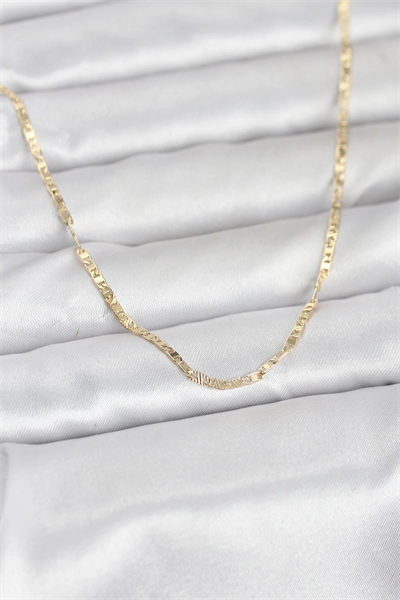 CM 14K Gold Renk Yassı Zincir Model 60 cm Kadın Kolye