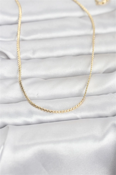 CM 14K Gold Renk Yassı Zincir Model 60 cm Kadın Kolye