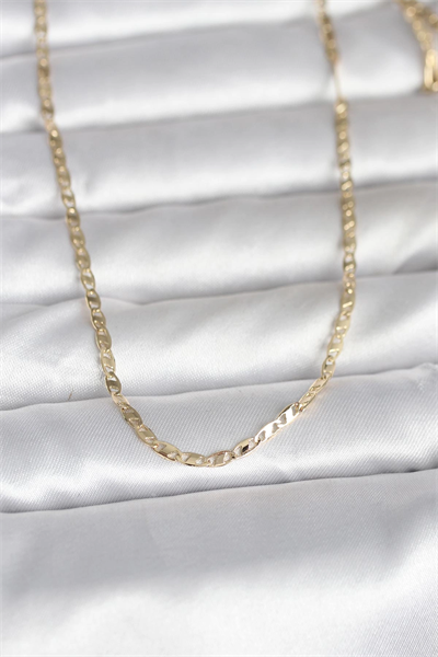 CM 14K Gold Renk Yassı Zincir Model 60 cm Kadın Kolye