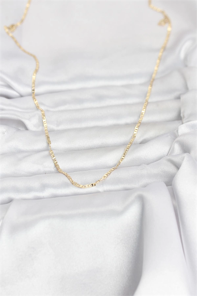 CM 14K Gold Renk Yassı Zincir Model 60 cm Kadın Kolye