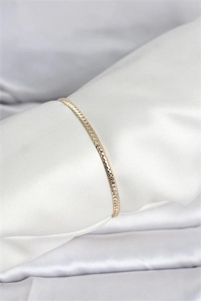 CM 14K Gold Renk Yassı Zincir Model Kadın Bileklik