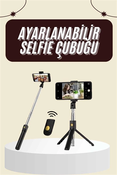 Cep Telefonu Tripod Standı Manyetik Selfie Sopa Bluetooth Uzaktan Kumandalı