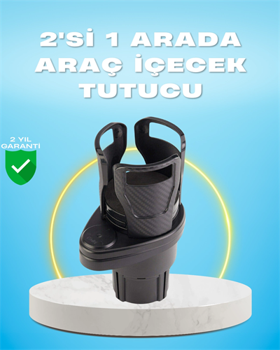 Çiftli Araba Bardak Tutucu Karbon Fiber Görünümlü 360° Ayarlı