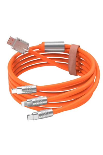 Çoklu Şarj Kablosu USB Type-C İOS Uyumlu 120W Hızlı Şarj Kablosu