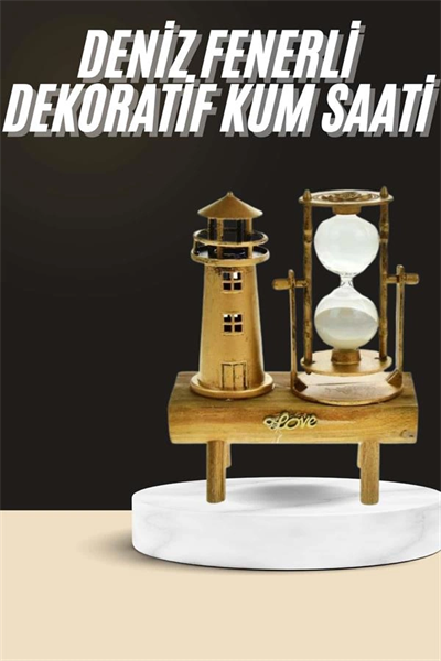 Dekoratif Kum Saati Deniz Feneri Retro Masa Hediyeli Eşya