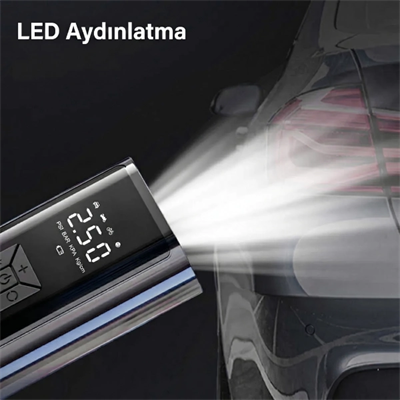 Dijital Ekranlı Şarjlı Taşınabilir Araç Hava Kompresörü