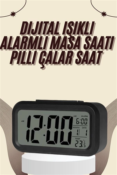Dijital Masa Saati Termometreli Takvim Çalar Saat Led Ekran Pilli