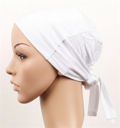 Dikişsiz Bağlamalı Tesettür Bone - Bağlamalı Bandana Beyaz